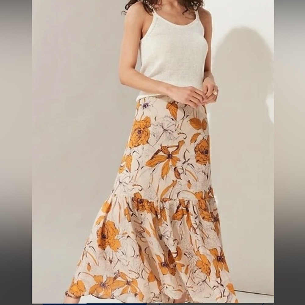 Banana Republic ramie cotton floral skirt